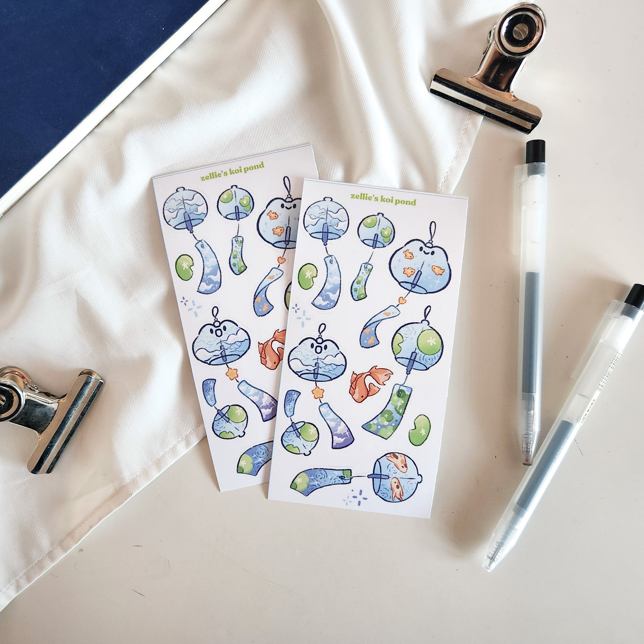 blue wind chime vinyl sticker sheet