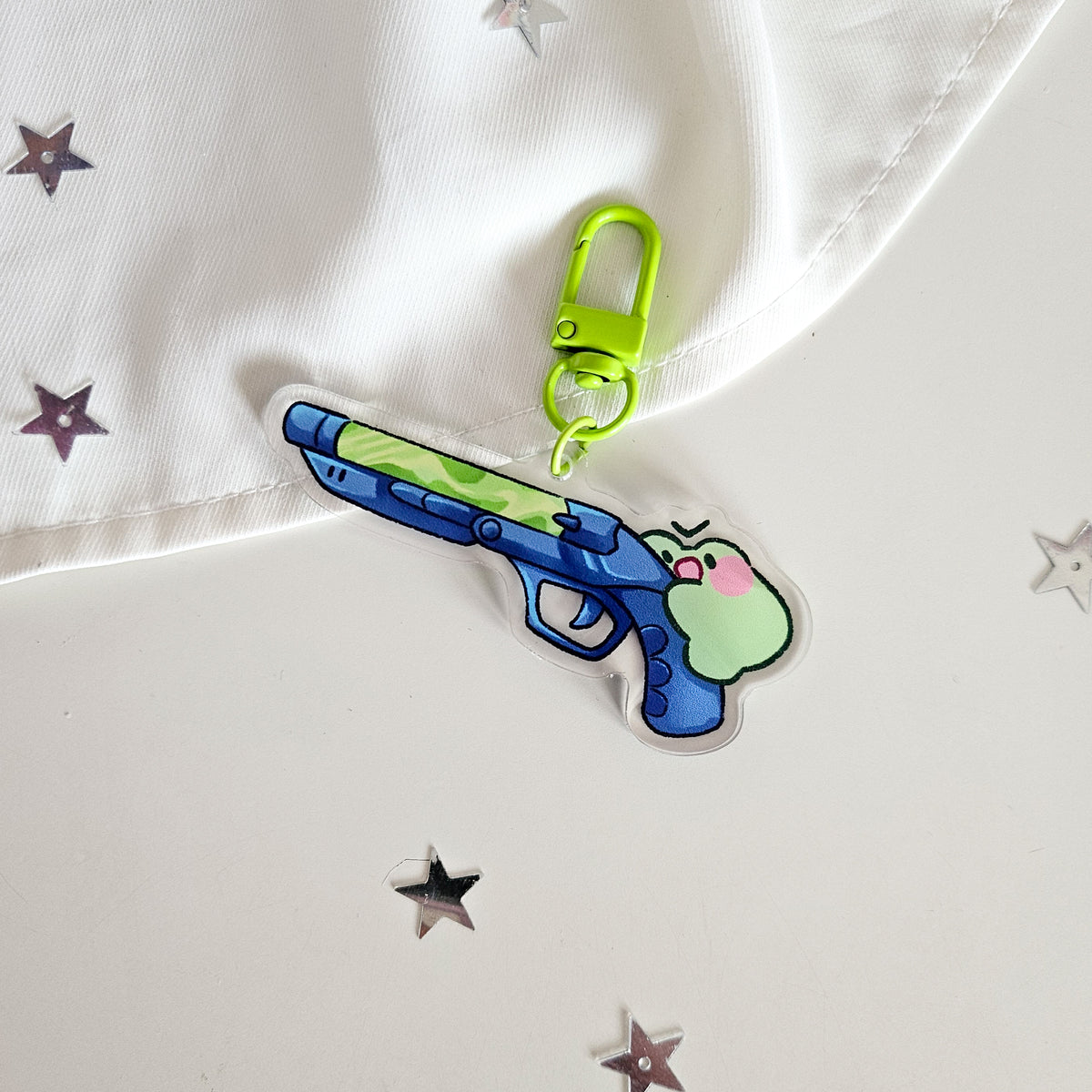 gun frog nomnoms acrylic charm – Zellie's Koi Pond
