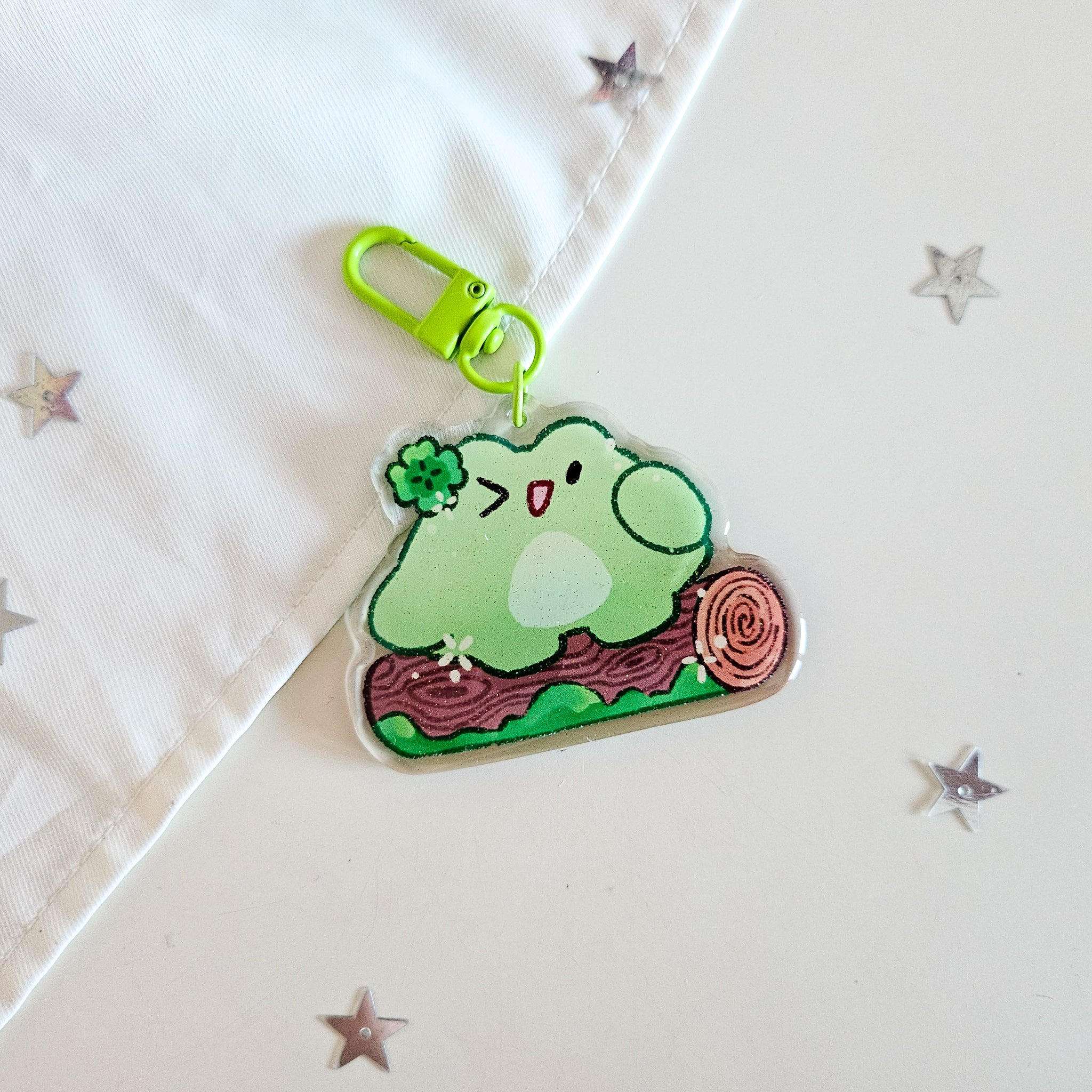 lucky forest frog nomnoms acrylic charm