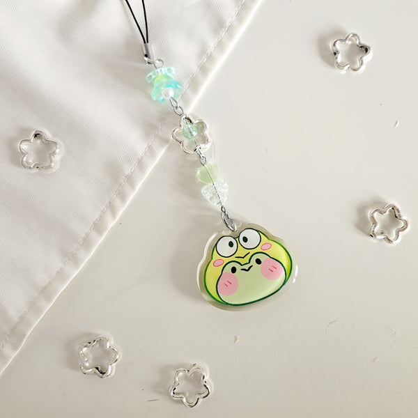 assorted cute character frog beaded phone charm