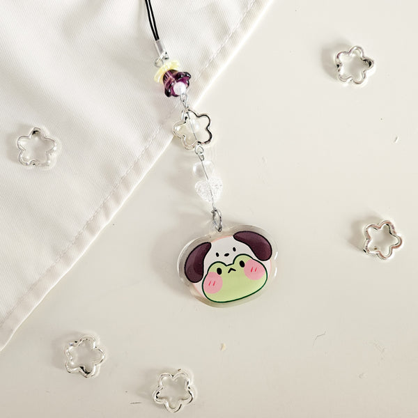 assorted cute character frog beaded phone charm