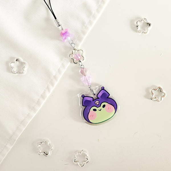 assorted cute character frog beaded phone charm