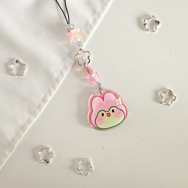 assorted cute character frog beaded phone charm