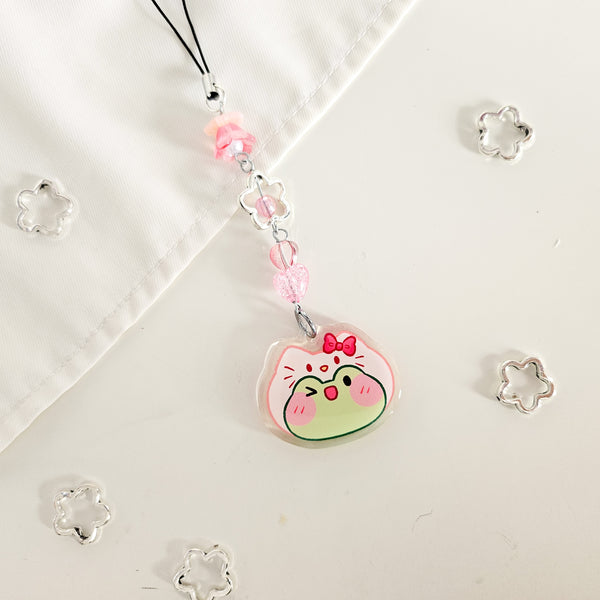 assorted cute character frog beaded phone charm