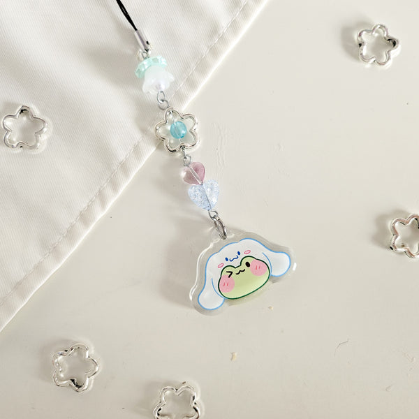 assorted cute character frog beaded phone charm