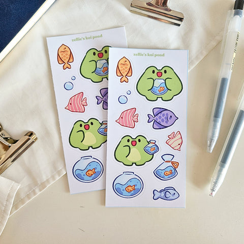 pet fish frog vinyl sticker sheet