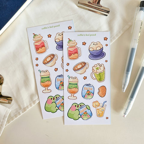 nomnoms frog cafe vinyl sticker sheet