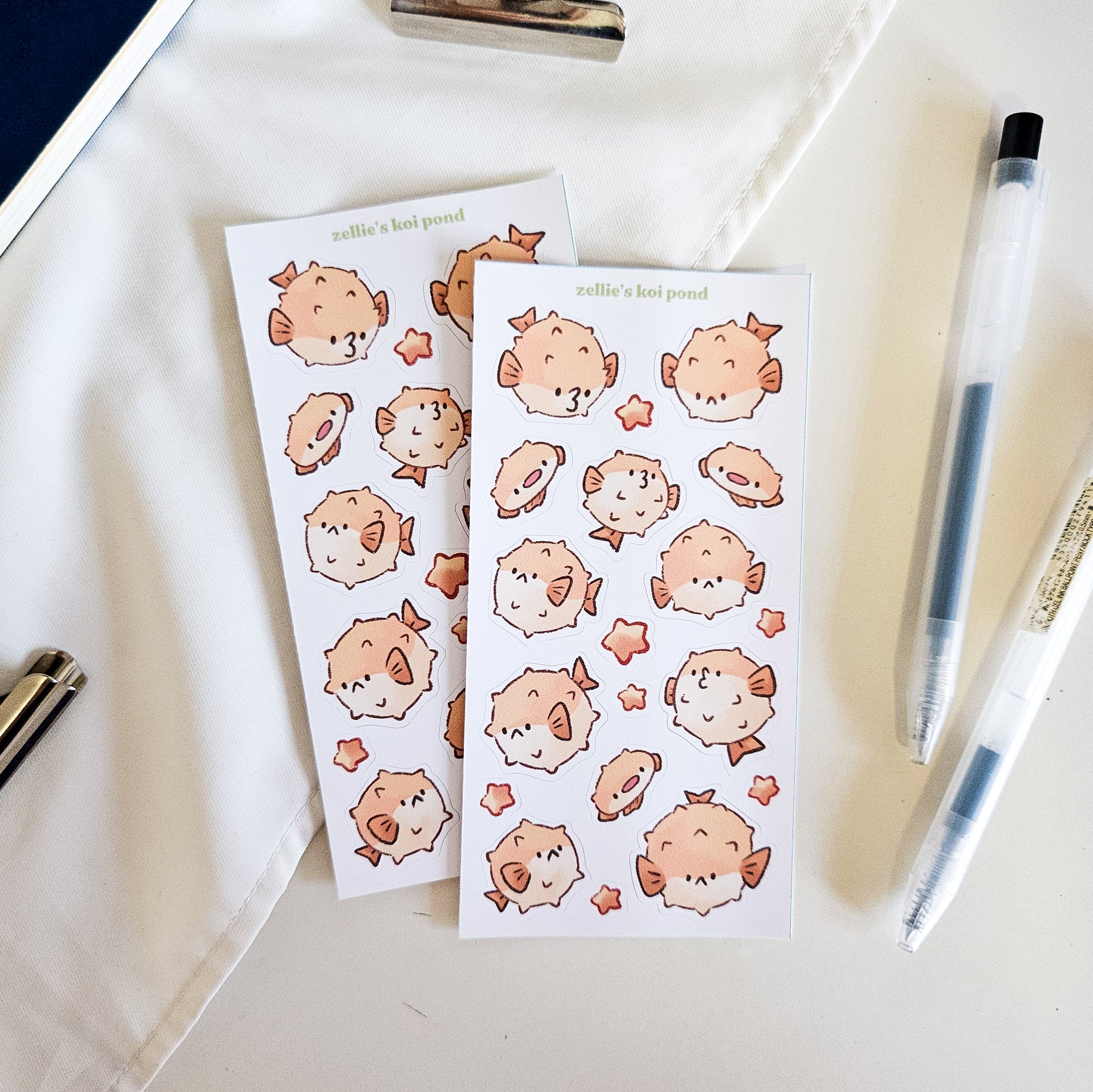 pufferfish vinyl sticker sheet