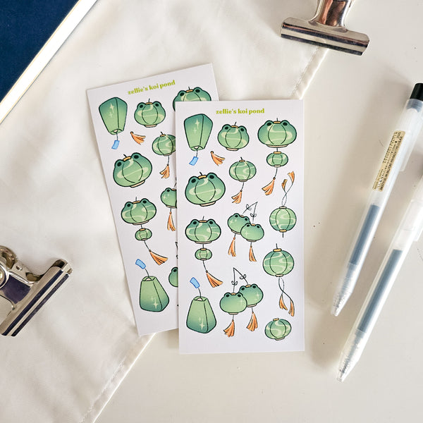 lantern frog vinyl sticker sheet