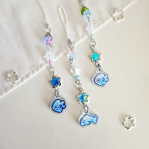 assorted bubble fish beaded phone charm