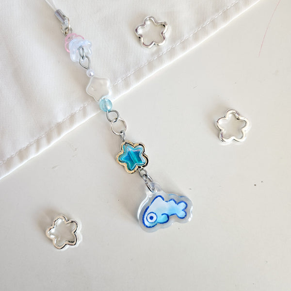 assorted bubble fish beaded phone charm