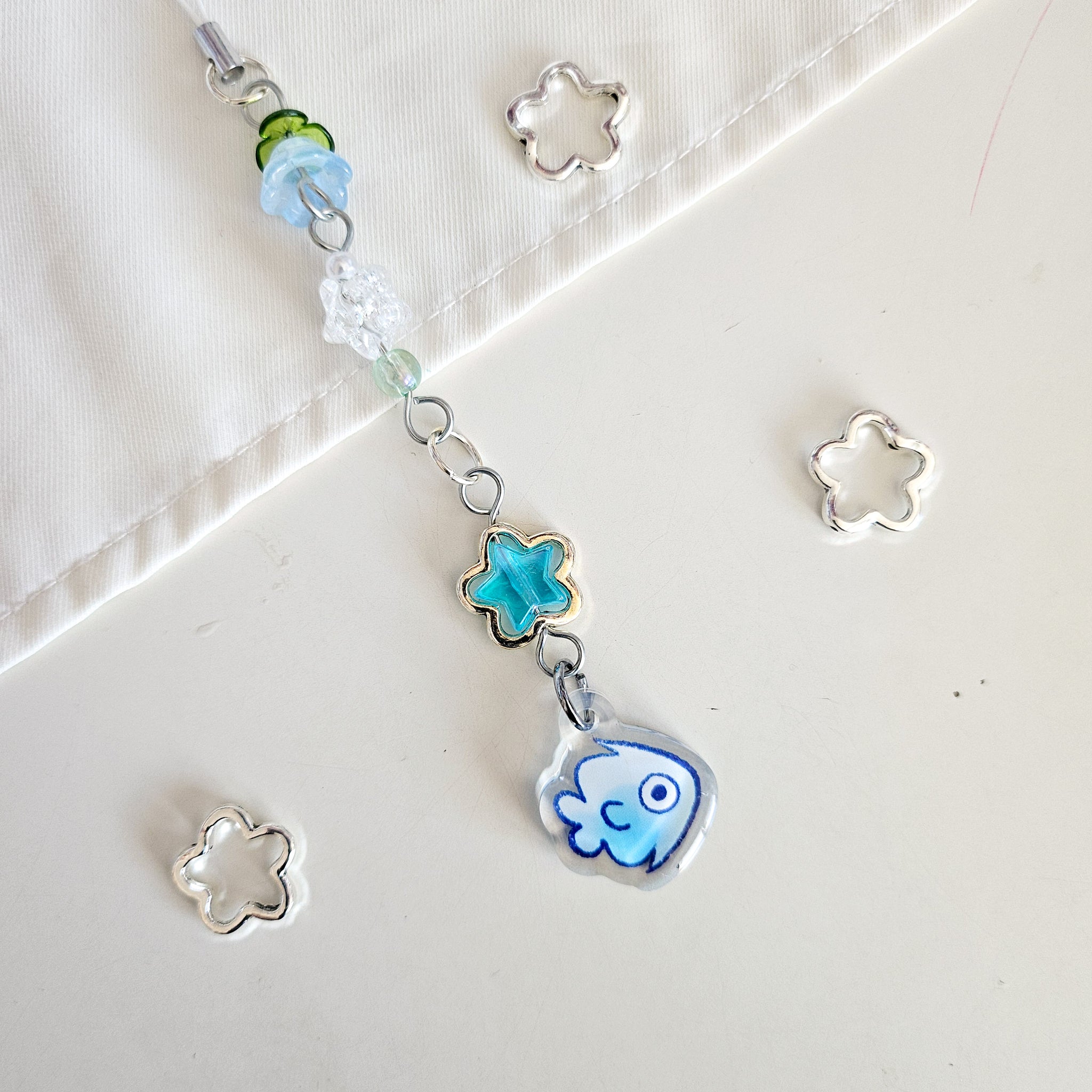 assorted bubble fish beaded phone charm