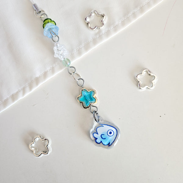 assorted bubble fish beaded phone charm