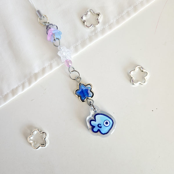 assorted bubble fish beaded phone charm