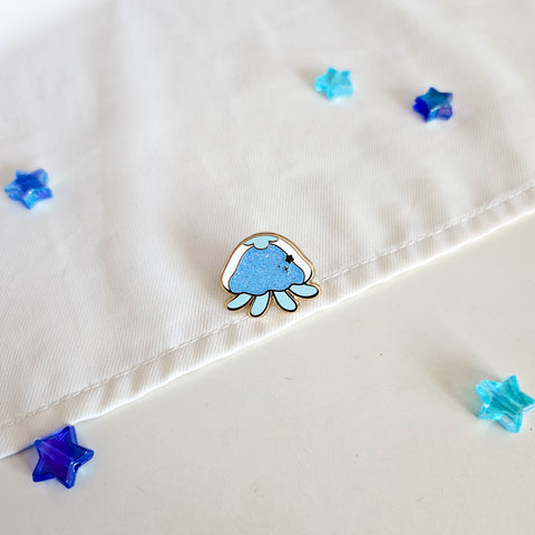 Blue Mini Jellyfish Glitter Enamel Pin