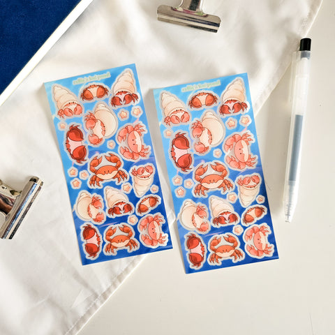 crab clear sticker sheet