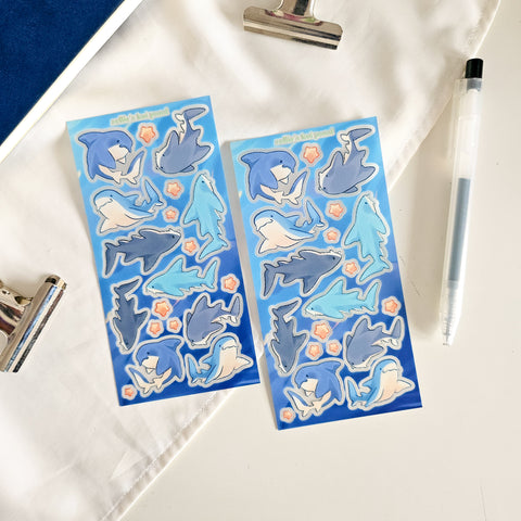 blue nurse shark clear sticker sheet