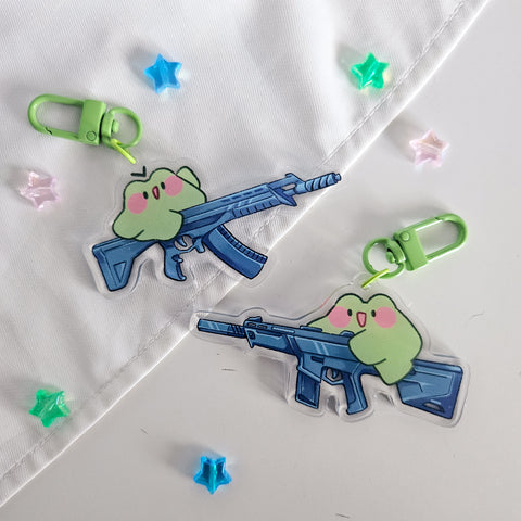 rifle frog nomnoms acrylic charm