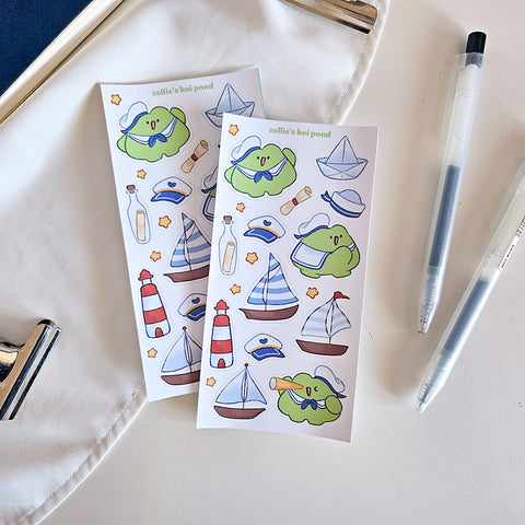 sea sailor frog vinyl sticker sheet