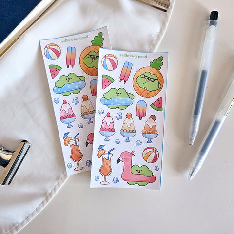 pool party frog vinyl sticker sheet