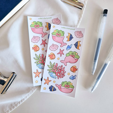 mermaid frog vinyl sticker sheet