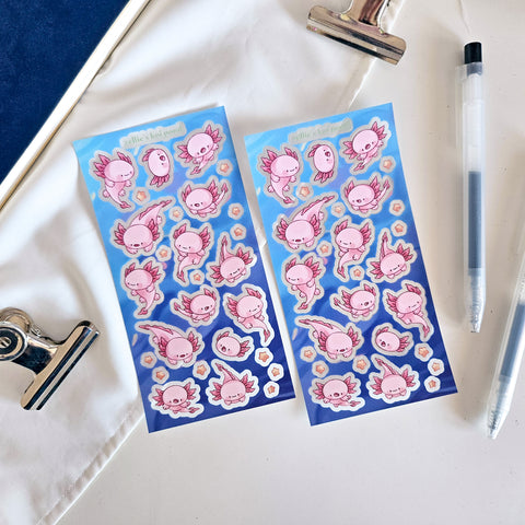 axolotl clear sticker sheet