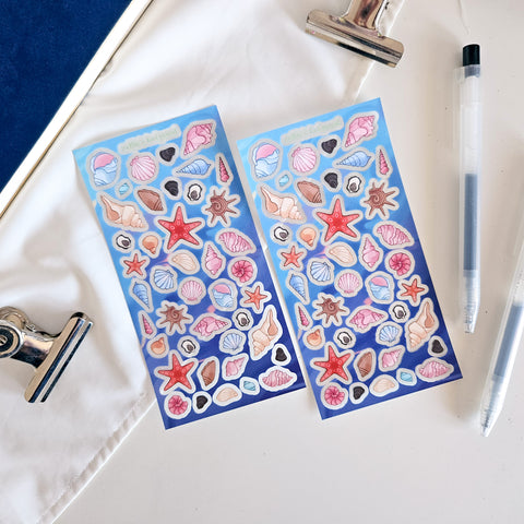 seashells clear sticker sheet