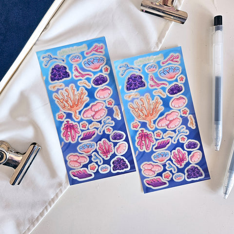 coral clear sticker sheet