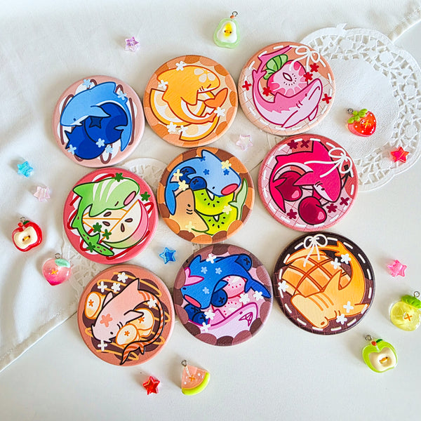 Shark Fruit Tart Ceramic Coasters