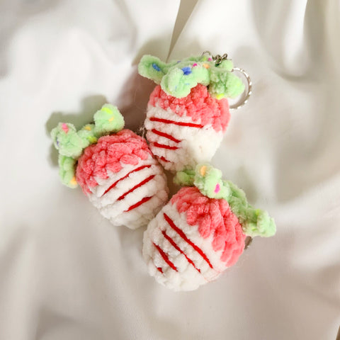 White Choc Strawberry Crochet Charm