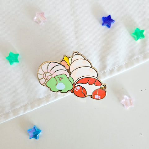 Hermit Crab Glitter Enamel Pin