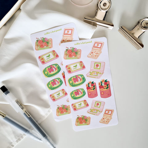 floral game console sticker sheet
