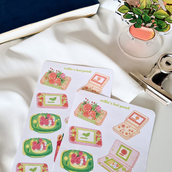 floral game console sticker sheet